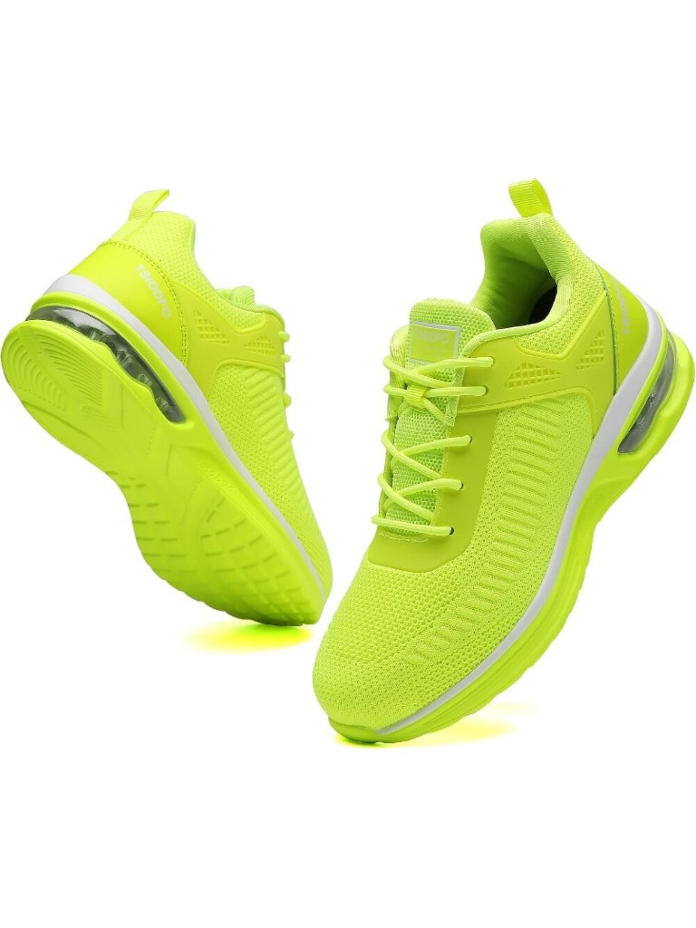 Womens Fluorescent Green Mesh Running Shoes Lightweight Walking Athletic Sneaker